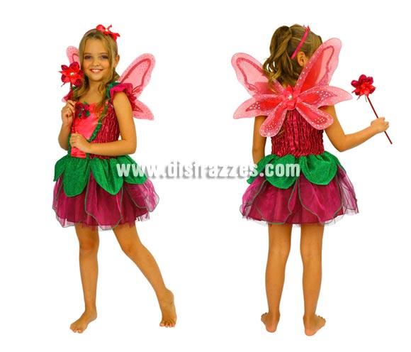 Disfraz de Hada Mariposa para niñas de 5 a 6 años. Incluye vestido, alas, varita y diadema.