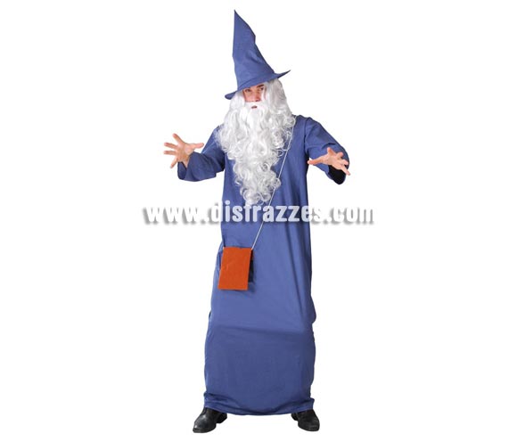 Disfraz de Mago o Brujo para hombre. Talla standar 52/54. Incluye sombrero túnica y bolso. Peluca y Barba NO incluidas, podrás verlas en la sección de Complementos. Un disfraz ideal para disfrazarte de Gandalf en Carnaval o Halloween.