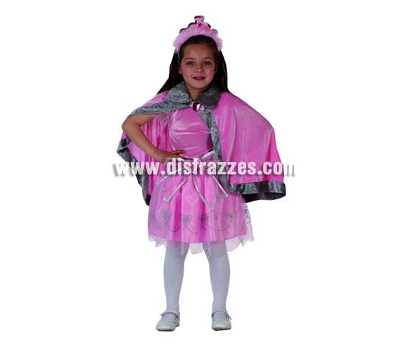 Disfraz de Princesa Rosa para niñas de 3 a 4 años. Incluye vestido, capa y diadema.