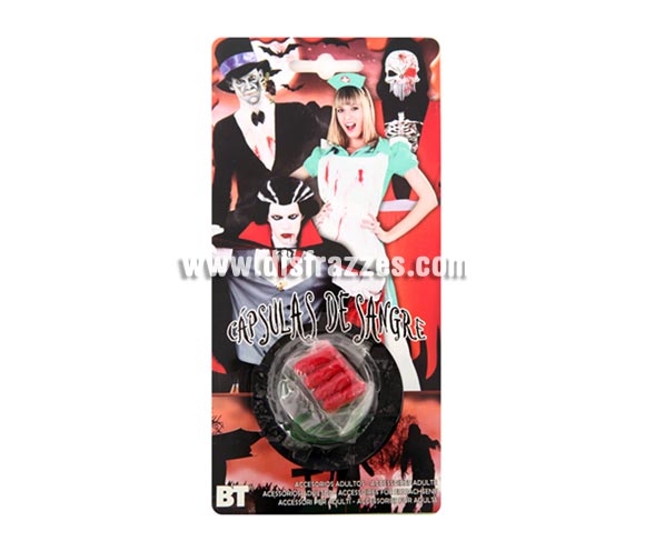 Cápsulas de sangre para Halloween. Contiene 8 uds.
