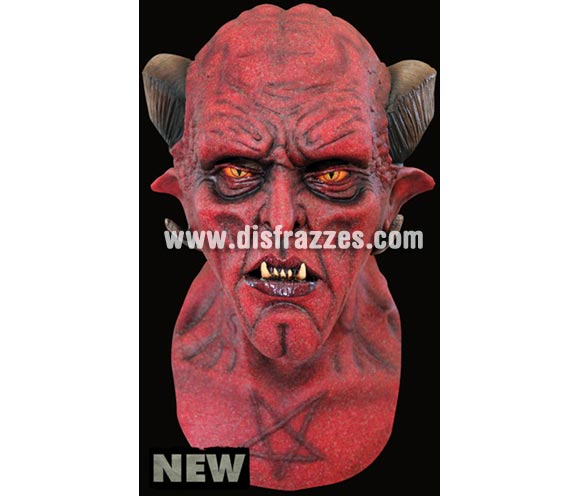 Máscara Zagam de látex. Alta calidad. Fabricada en látex artesanalmente por una empresa que hace efectos especiales para Hollywood. Máscara de cabeza entera. Máscara de Demonio o Diablo con cuernos de cabra.