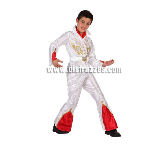 Disfraz de Rockero o de Estrella del Rock para niños de 3 a 4 años. Incluye pantalón con campana, camiseta y cinturón. 