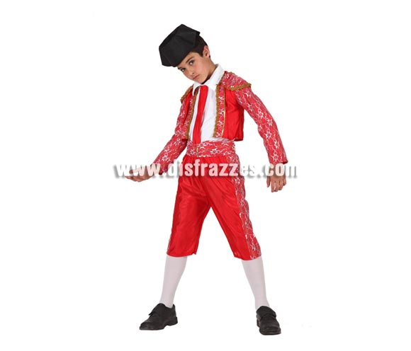 Disfraz super barato de Torero para niños de 5 a 6 años. Incluye pantalón, chaqueta, fajín, corbata y montera.