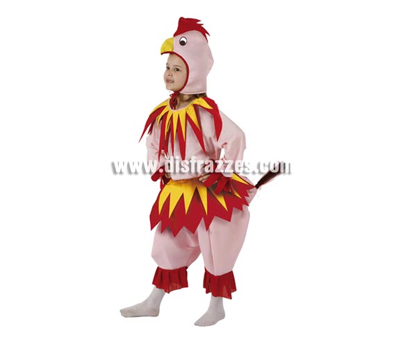 Disfraz de Gallina Rosa para niñas de 5 a 6 años. Incluye pantalón, camisa y gorro.