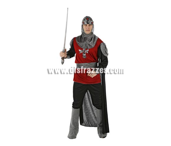 Disfraz de Soldado Medieval para hombre. Talla 2 ó talla standar M-L. Incluye capucha, túnica, pantalón, cubrebotas y cinturón. Espada NO incluida, podrás ver espadas en la sección Complementos.