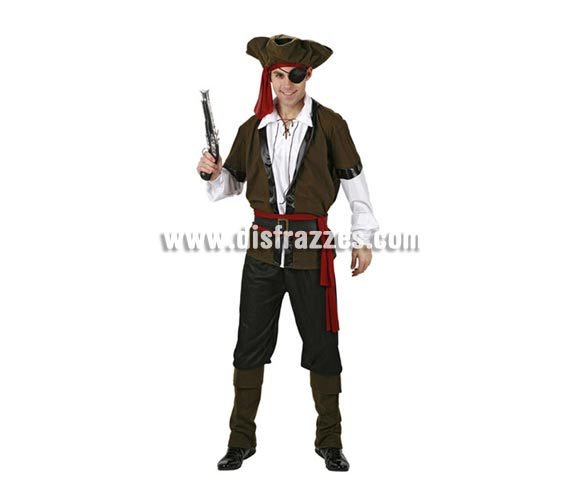 Disfraz de Pirata de lujo para hombre. Talla 2, M-L = 52/54. Incluye disfraz completo. Pistola NO incluida, podrás verla en la seccón de Complementos.