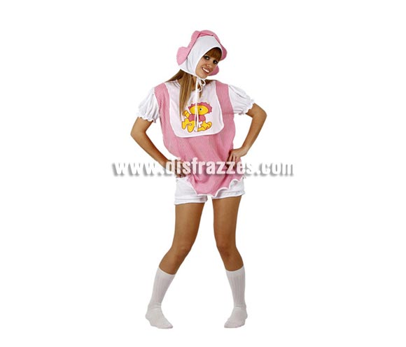 Disfraz de Bebé travieso para mujer. Talla 2 ó talla M-L = 38/42. Incluye gorro, camisa y pantalón. La pareja de éste disfraz es la ref. 94221AT.