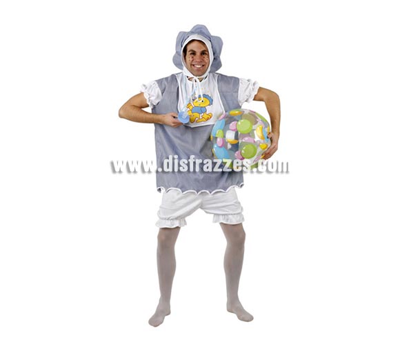 Disfraz de Bebé travieso para hombre. Talla 2 ó talla M-L = 52/54. Incluye gorro, camisa y pantalón. La pareja de éste disfraz es la ref. 94220AT.