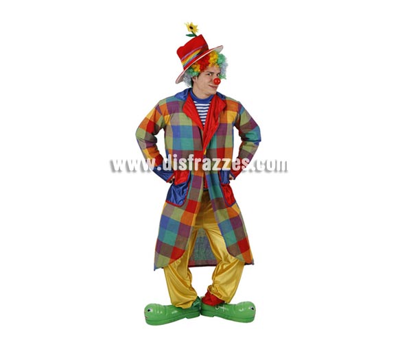 Disfraz de Payaso Divertido para hombre. Talla 2 ó talla standar M-L = 52/54. Incluye gorro, camisa, pantalón y chaqueta.