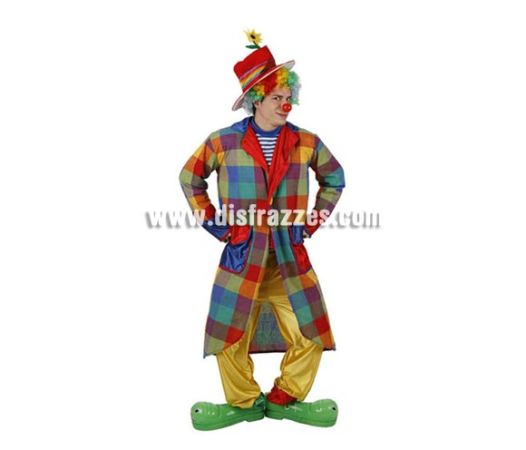 Disfraz de Payaso divertido para hombre. Talla 3 ó talla XL = 54/58. Incluye gorro, camisa, chaqueta y pantalon. Peluca y zapatones NO incluidos, podrás encontrarlos en nuestra sección de Complementos.