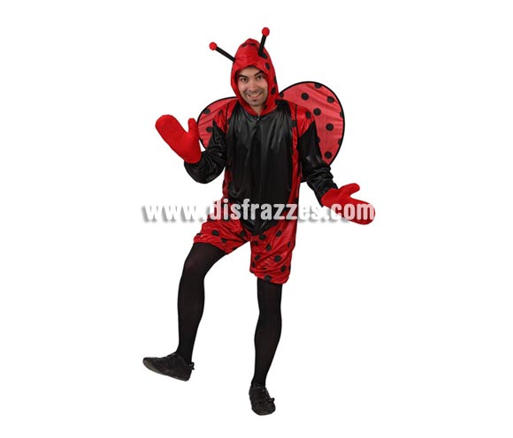 Disfraz barato de Mariquita para hombre. Talla 2 ó talla Standar M-L 52/54. Incluye mono, guantes y alas.