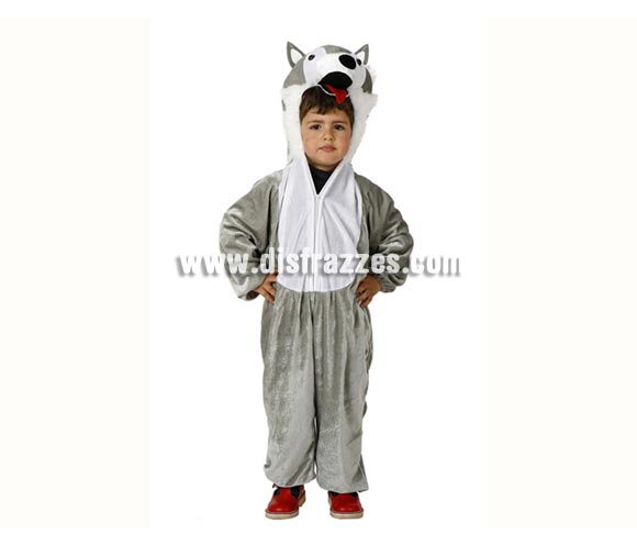 Disfraz de Lobo para niños de 3 a 4 años. Incluye mono con capucha.