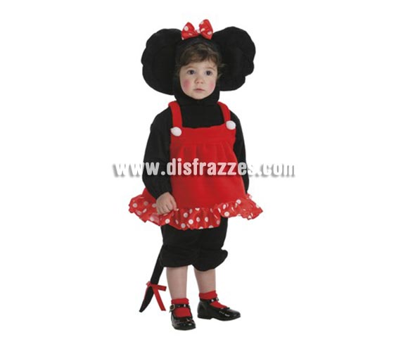 Disfraz de Ratita para bebés hasta 18 meses. Incluye  pantalón, camisa, vestido y cabeza.Para jugar a ser Minnie.