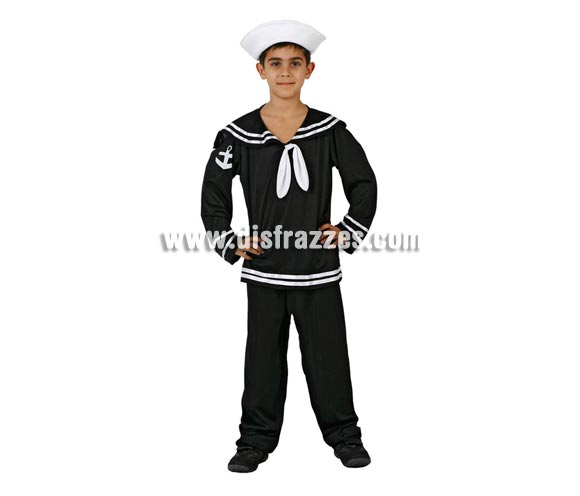 Disfraz de Marinero para niños de 5 a 6 años. Incluye pantalón, camisa y gorro.