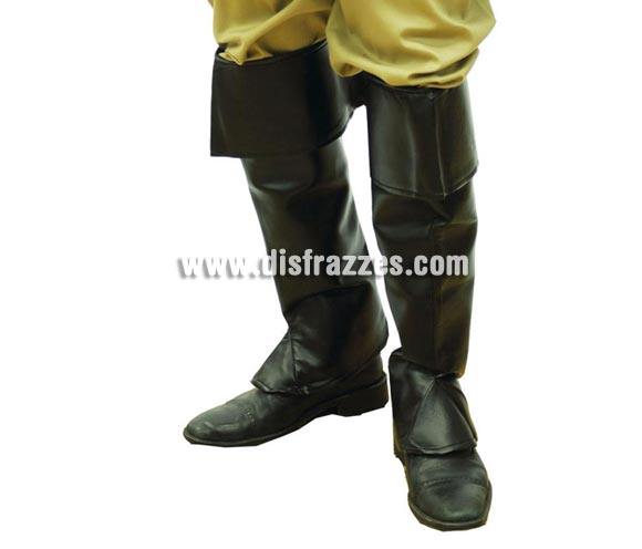 Par de polainas o cubrebotas negras. Perfectas como complemento de los disfraces de Pirata, Mosquetero, etc. etc.