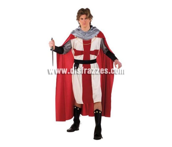 Disfraz de Templario Medieval deluxe adulto. Disponible ne varias tallas. Incluye túnica, capa, cinturón, cubrebotas y capucha. Puñal NO incluido. Disfraz de Guerrero Medieval para hombre.