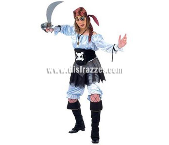 Disfraz de Pirata Anne adulta Deluxe. Alta calidad. Hecho en España. Disponible en varias tallas. Incluye pantalón, vestido, corpiño, cubrebotas y pañuelo. Espada NO incluida, podrás ver espadas en la sección Complementos.