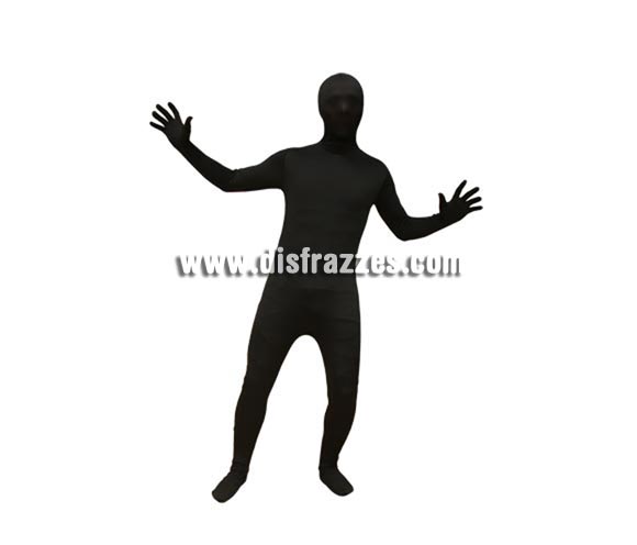 Disfraz de La Sombra para adultos. Incluye jumpsuit o mono negro. ¡PUEDES VER Y RESPIRAR! ¡INCLUSO BEBER! Válido para talla universal hombre y mujer.